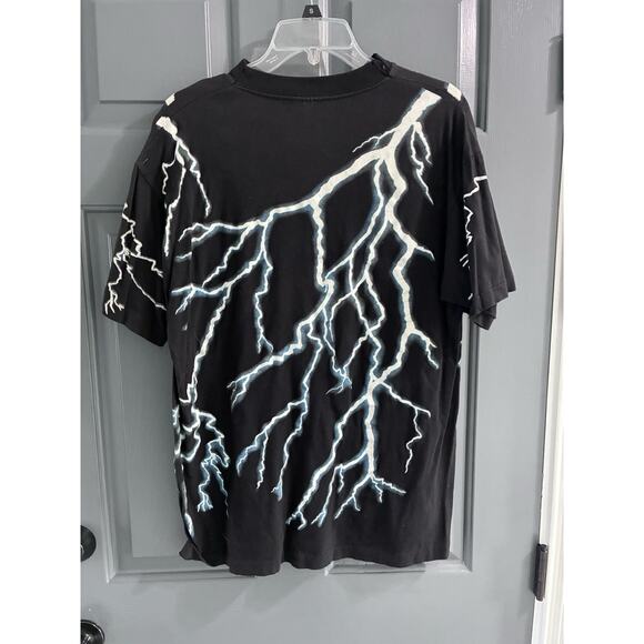 Vintage American Thunder Skull Cowboy Outlaw Rebel Lightening T-Shirt Size XL - Picture 4 of 7